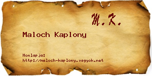 Maloch Kaplony névjegykártya